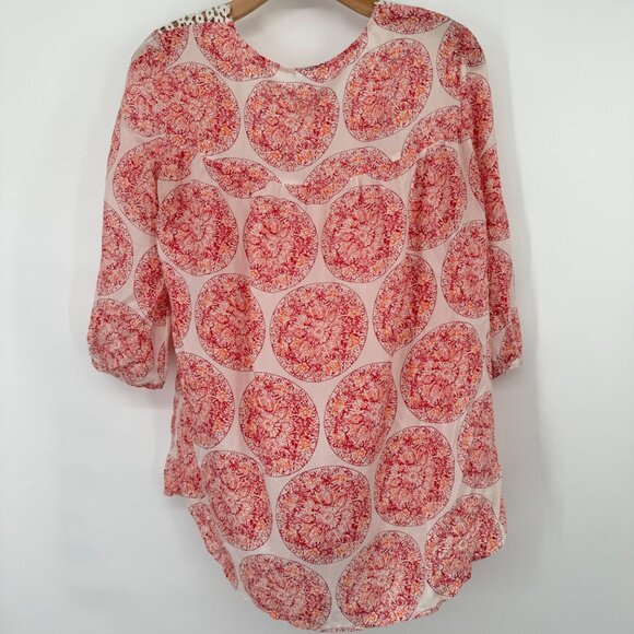 Calypso St. Barth For Target 100% Silk Pink pattern  Blouse  tunic size Medium - Picture 8 of 10